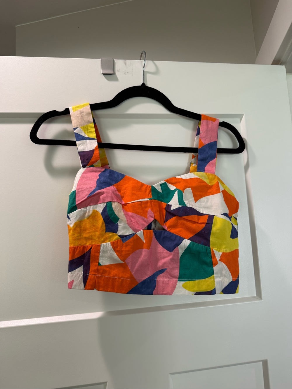 Walter Baker Multi-Color Abstract Cropped Tank Top